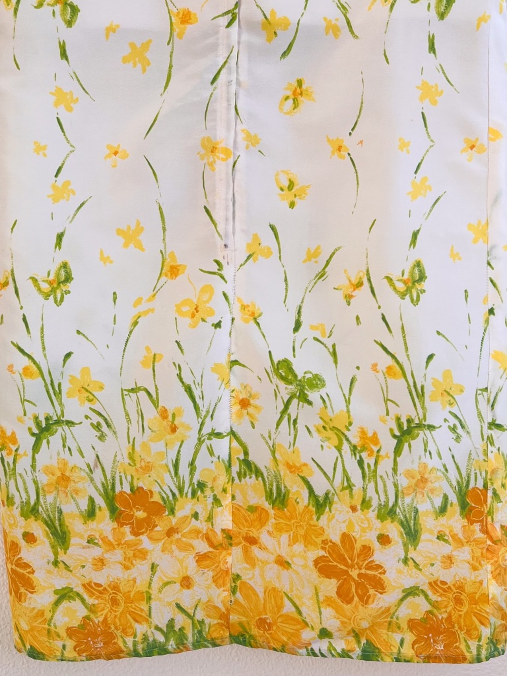 Vintage 1960s Yellow Floral Print Spring Dress (M) - Picture 11 of 13